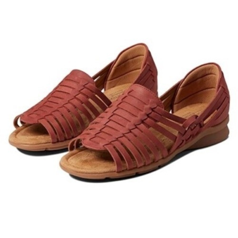 Comfortiva Pillowtop Memory Foam Woven Leather Sandals Red‎ Women's Size 9M